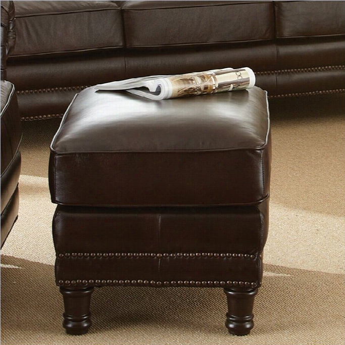 Steve Silver Company Chateau Leather Ottoman In Antique Chocolate Brown