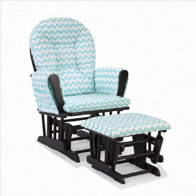 Stork Cr Aft Hoop Custom Glider And Ottoman In Black And Turquoise