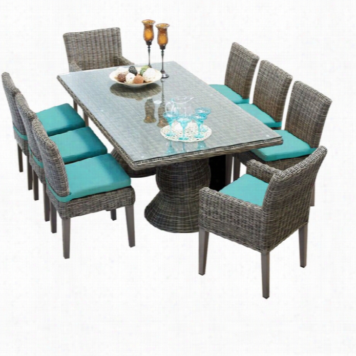 T Kc Cape Cod 9 Piece Wiccker Patio Dining Sett In Aruba