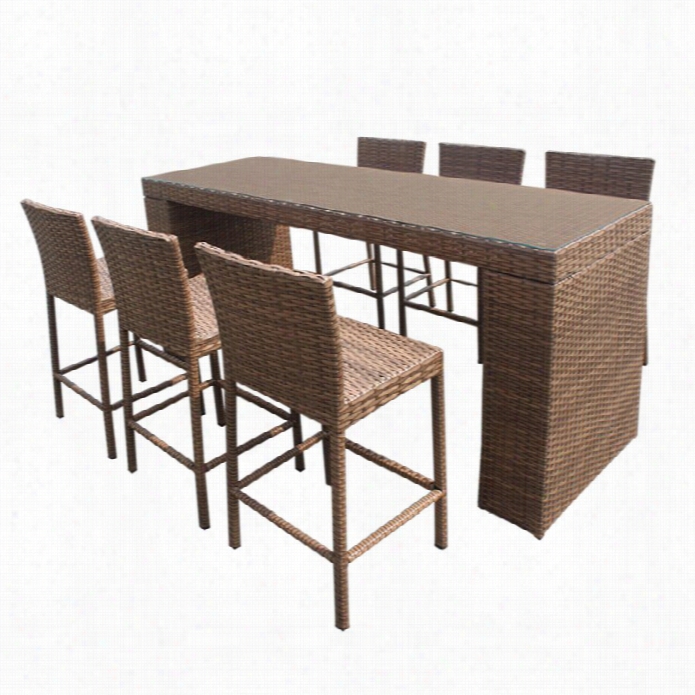 Tkc Laugna 7 Piee Wic Ker Patio Pub Set In Caramel