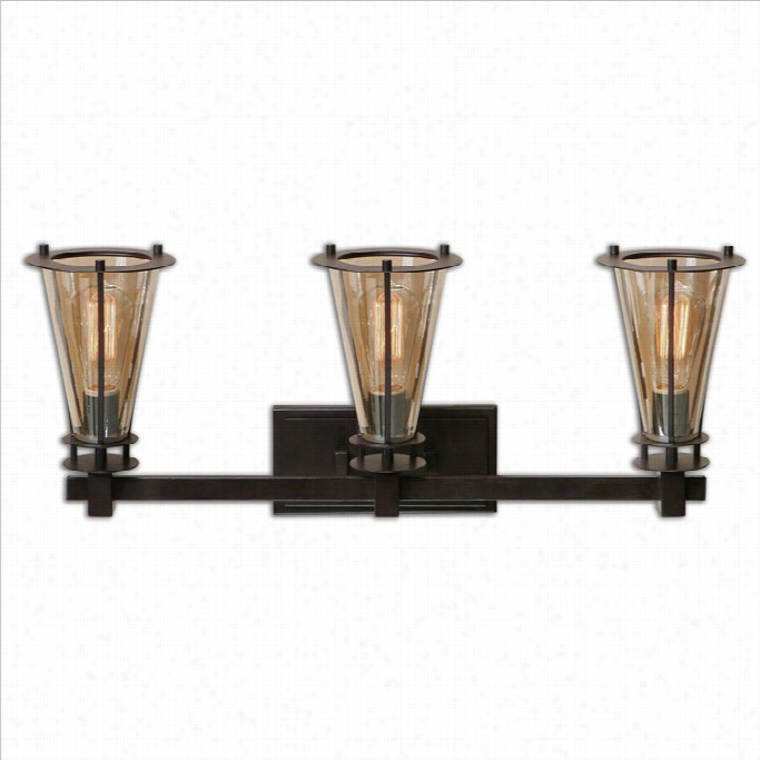 Uttermost Frisco 3 Light Rustic Black Metal Vanity Strip