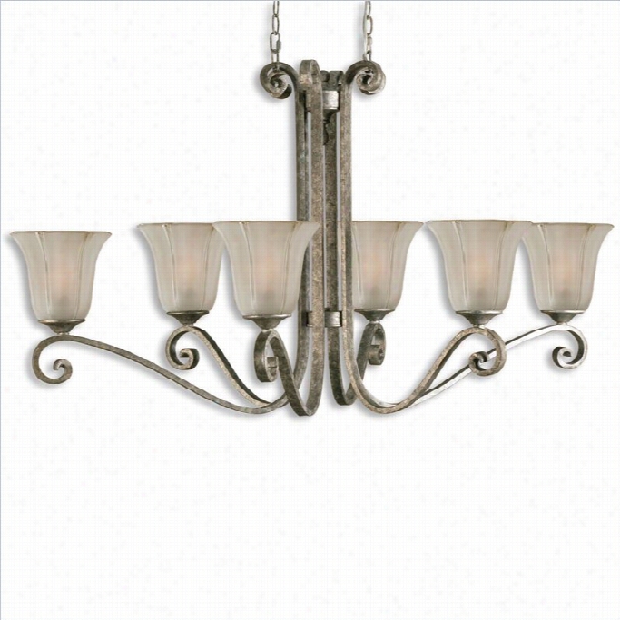 Utttermost Lyon 6 Light Oavl Chandelier In Antiqued  Mottled S Ilver