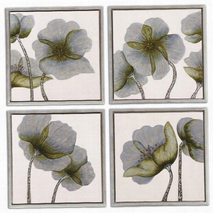 Uttermost Mini Flral Glow Wall Art In Champagne White (set Of 4)