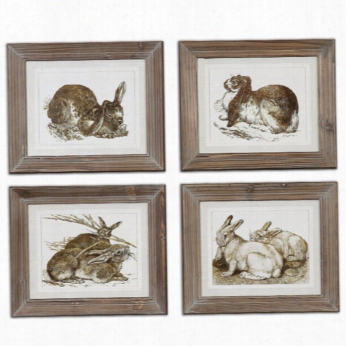 Uttermost Regal Rabbits Framed Art In Brown