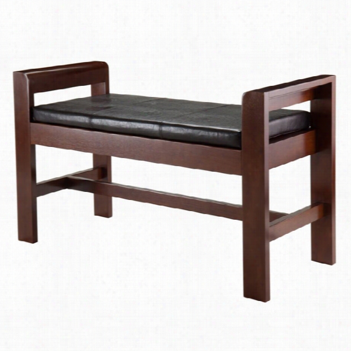 Winsome Thomas Bench With Cushhion Seat In Walnut