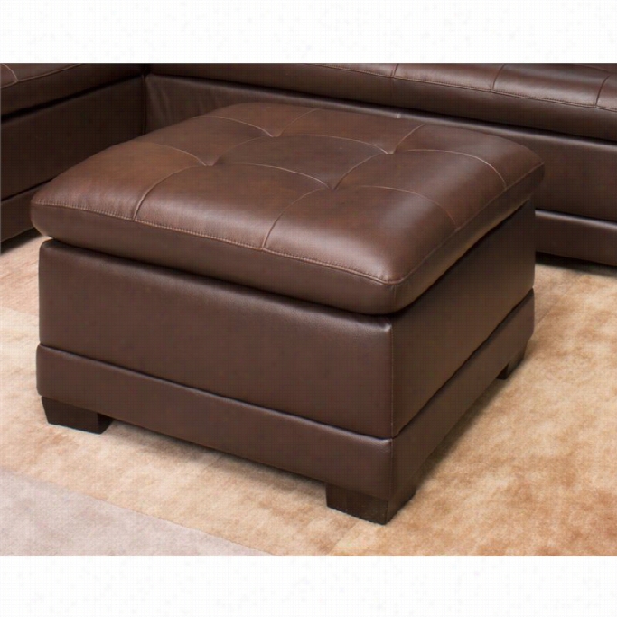 Abbyson Living Parker Equality Leaher Ottoman In Brown