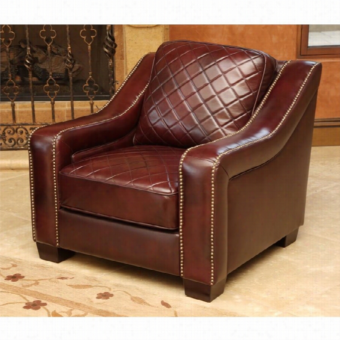 Abbyson Livi Ng Prinnceton Leather Armchair In Burgundy