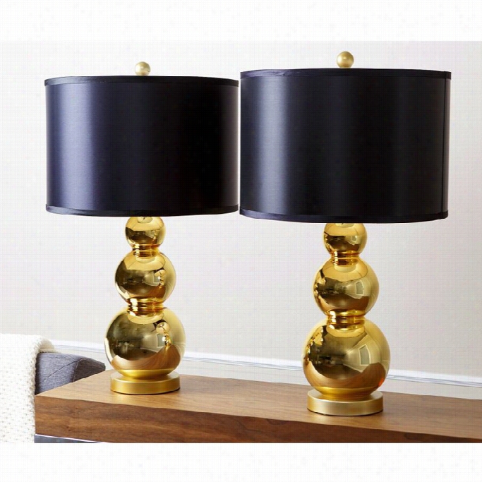 Abbyson Living Selia Glass Table Lamp In Gold (arrange Of 2)