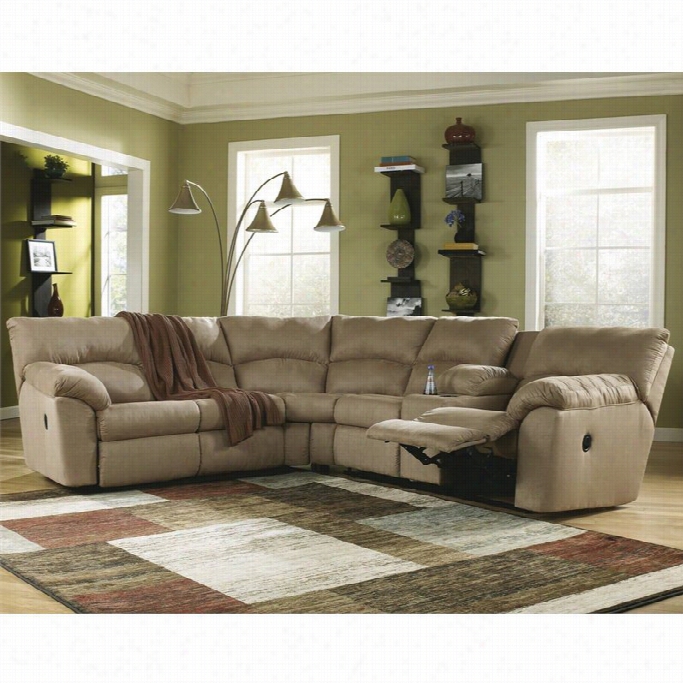 Ashly Furniture A Mazon 2 Piece Fabric Reclining Sectional In Mocha