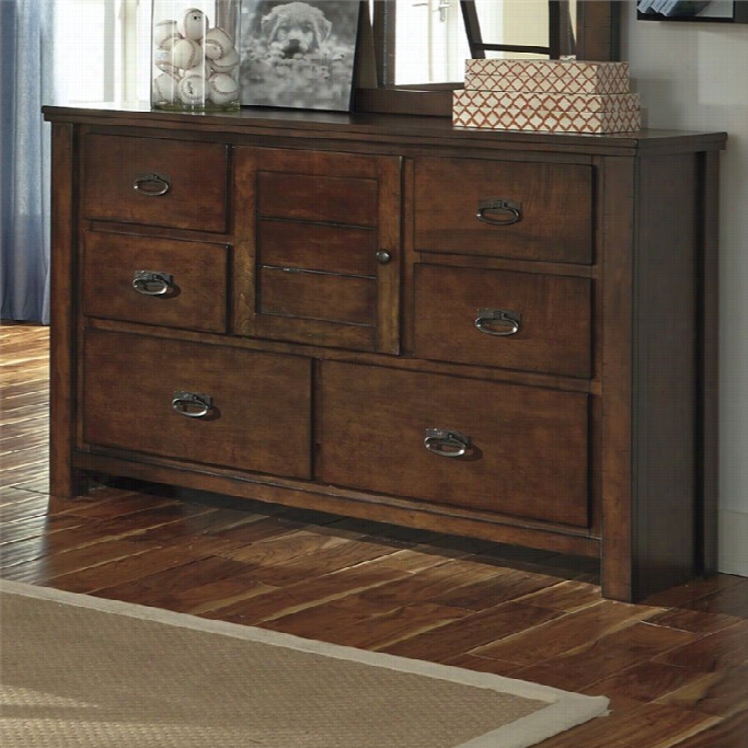 Ashley Ladivillle 6 Drawer Wood Double Dresser In Rustic Bronw