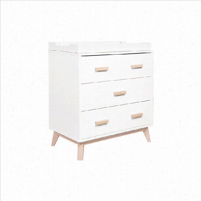 Babyletto Scoot 3-drawer Changer Dresser In White And Natural