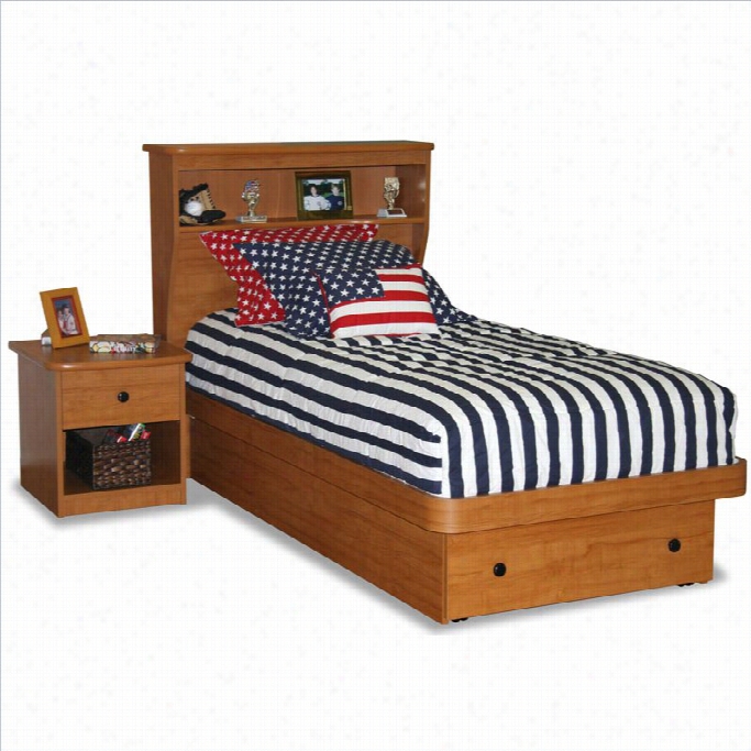 Berg Furniture Sierra Twin Bookcase Platform Bed-brandy