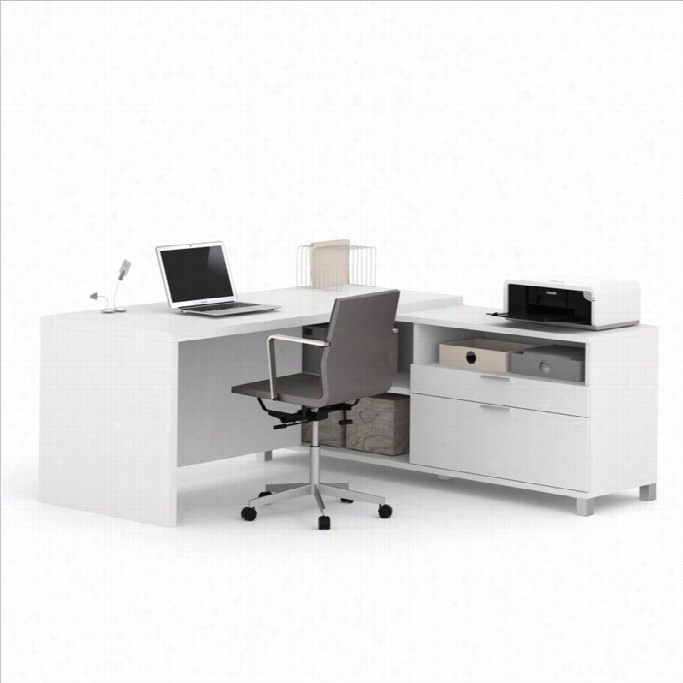 Bestar Pro-linea L-desk In White