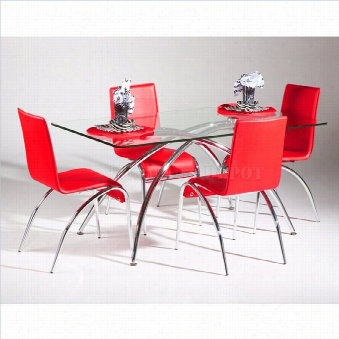 Chintaly Elaine Glass Dining Table Iin Chrome