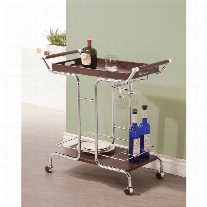 Coaster Contemporary Kitchen Cart In Chrome