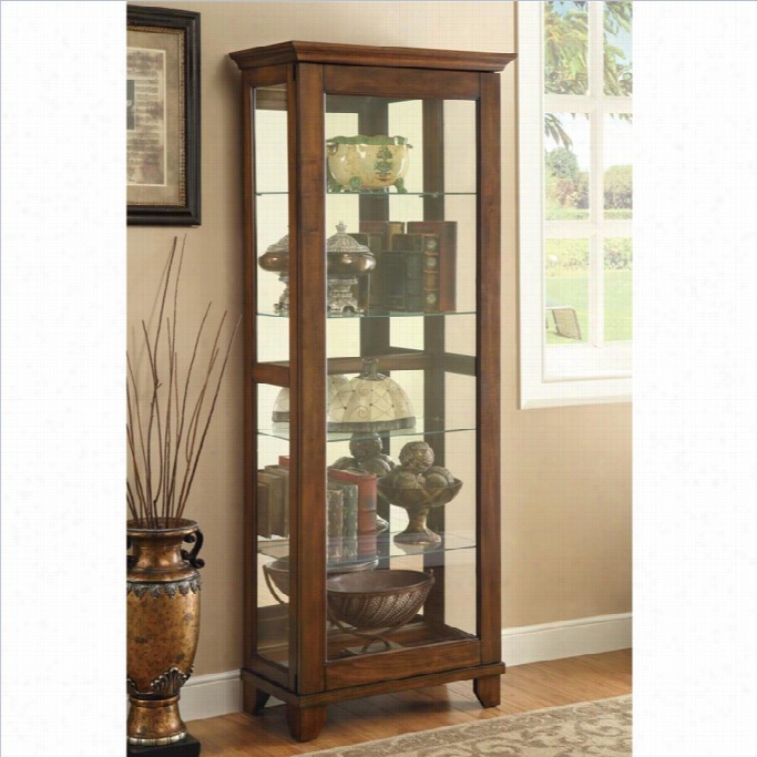 Coaster Curio Cabinet With 5 Shelves Inw Arm Brown