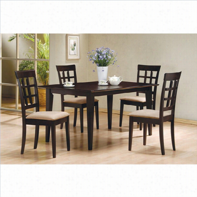 Coaster Dinnig Table And 4 Wheat Back Chairs In Cappuccino