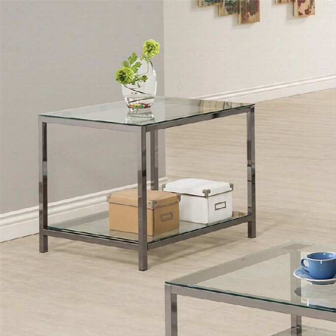 Coaster Metal And Glass End Table  In Black Nickel