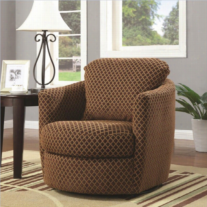 Coaster Swivel Diamond Pattern Upholstered Chair In Brown