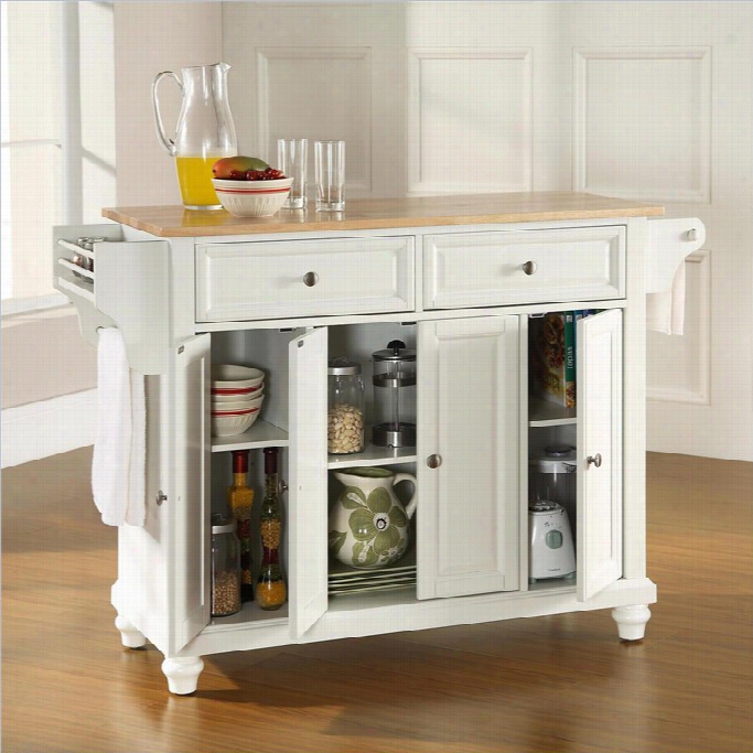 Crosl Ey Furniture Cambridge Essential Wood Top Kitchen Islandd Ni White