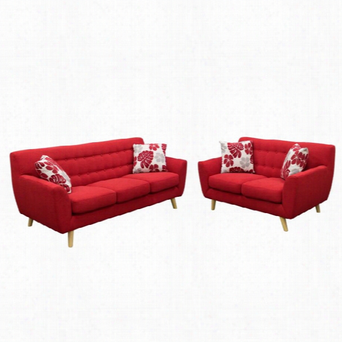 Diamond Sofa Scrlaett Fabric 2 Piece Couch Set In Rouge  Red