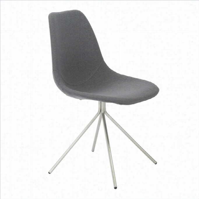 Eurostyle Dax Dining Chair In Gray Fabric And Brushed Stainless Steel