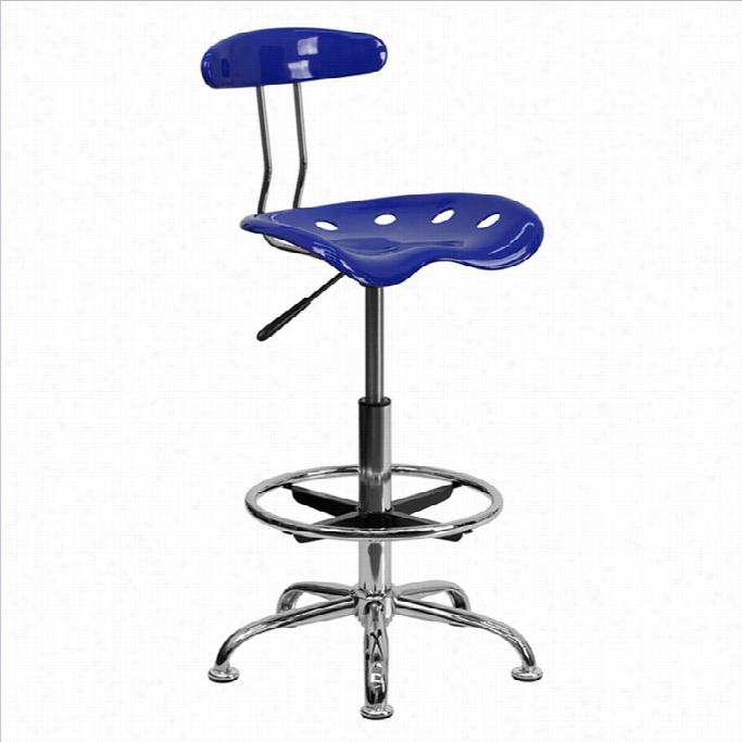 Flash Furniture 22 To 31 Adjustable Chrome Dafting Chair In Blue