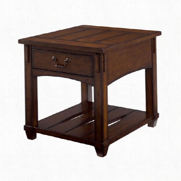 Hammary Tacoma Rectangular Dawer End Table In Rustic Brown
