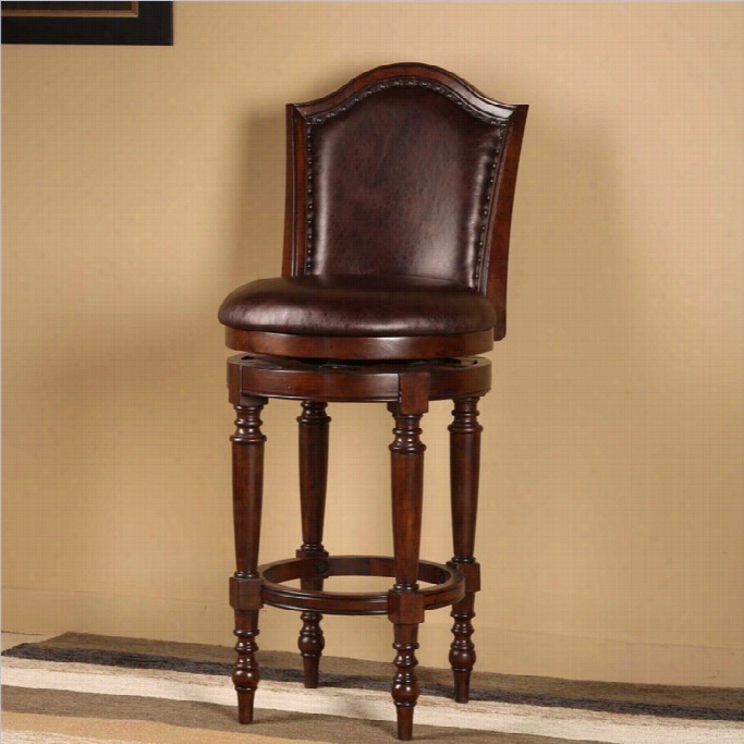 Hillsdale Barcelona 26 Swivel Counter Stool In Brown Cherry