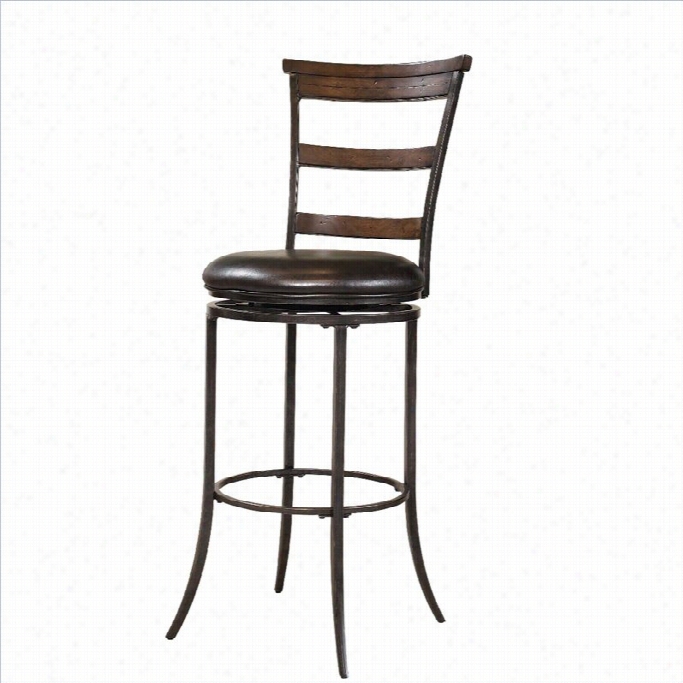 Hillsdale Cameron 26 Ladder Back Swivel Counter Stool In Brown