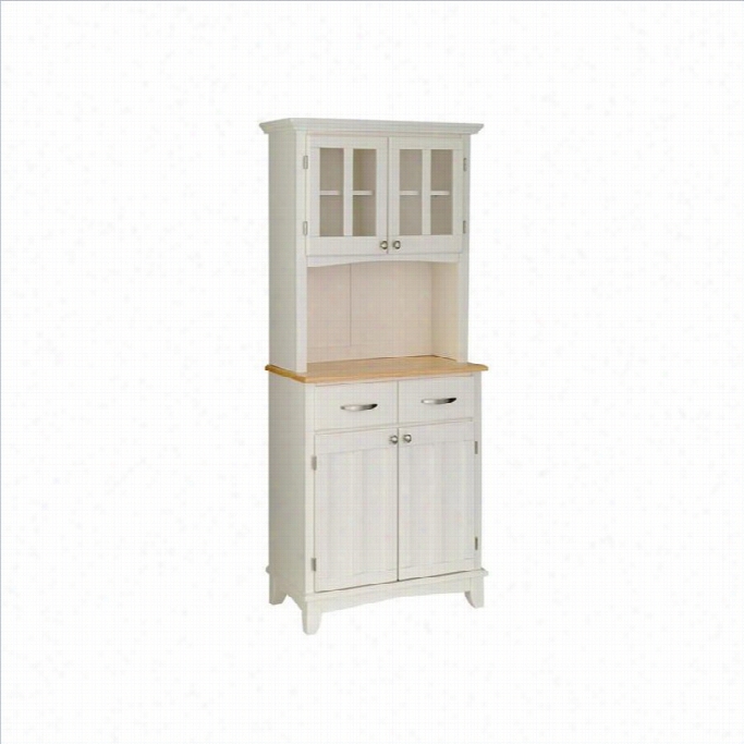 Home Styles White Wo Od Ubffet With Natural Wood Top And 2-door Panel Chest