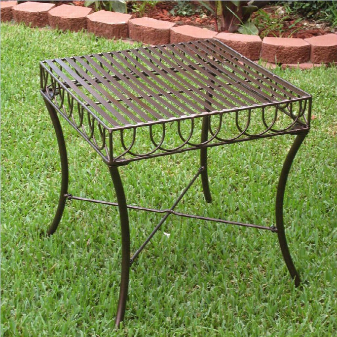 International Caravan Sun Ray Iron Outdoor Patio Side Table