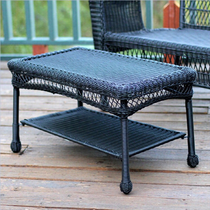 Jeco Wicker Patio Furnutre Coffee Table In Bblack