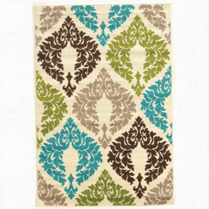 Linon Claremont 8'  X10' 2 Rugs In Ivory And Turquosie