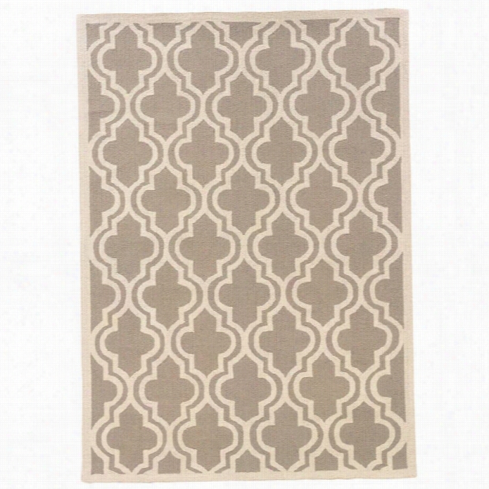 Linon Silhouette 8' X 10' Hand Hooked Quatrefoil Wool Rug In Grey