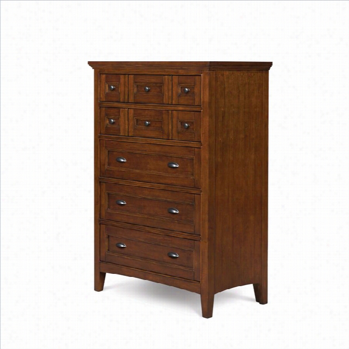 Magnussen Riley Wood 5 Drawer Chest In Cherry Finish