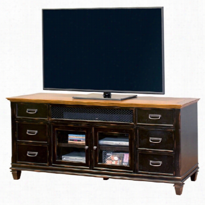 Martin Furniture Hartford Open Tv Stand In Two Tone Distressed Black