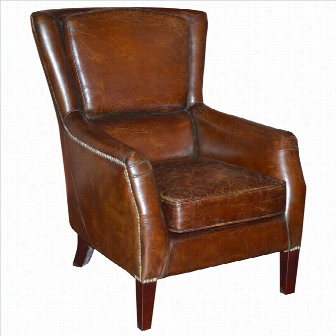 Moe' Chester Leather Club Chair In Brow