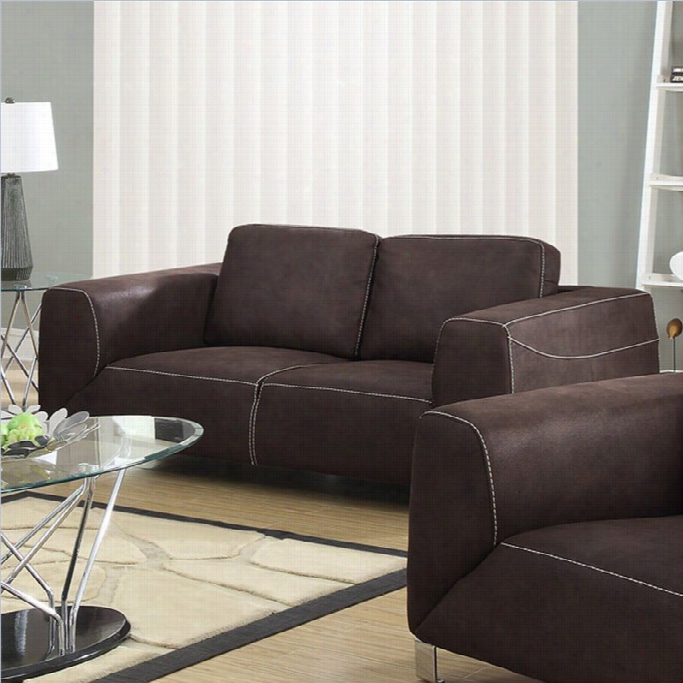 Monarch Contrast Micro Suede Love Seat In Chocolate Brown And Tan