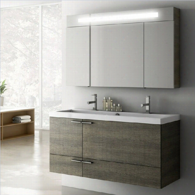 Nameek's New Space 47 Wall Mounted Bathroom Vanity Set In Grey Oak Senlis