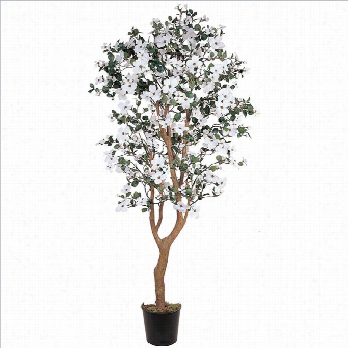 Nearly Nat Ural 5' Dogwood Silk Tree In White