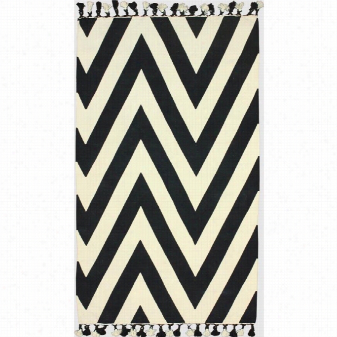 Nuloom 7 '6 X 9' 6 Hand Loomed Chevron Cotton Rug In Blcak