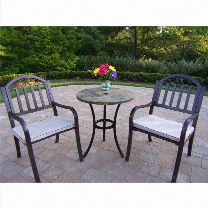 Oaklwnd Living Grave~ Art Rochester 3 Piece Bistro Set Withcushions In Coffee