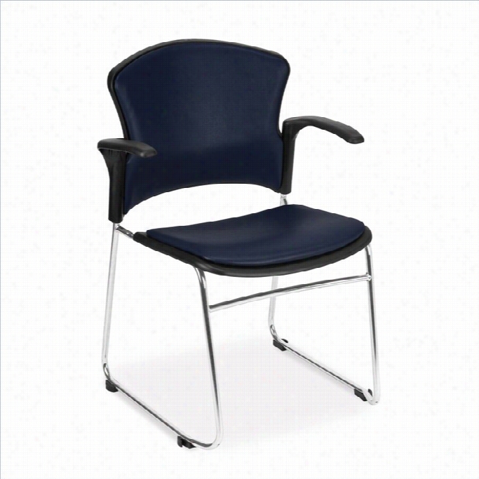 Ofm Multi-use Vinyl Seat And Back Stacker With Arms In Navy