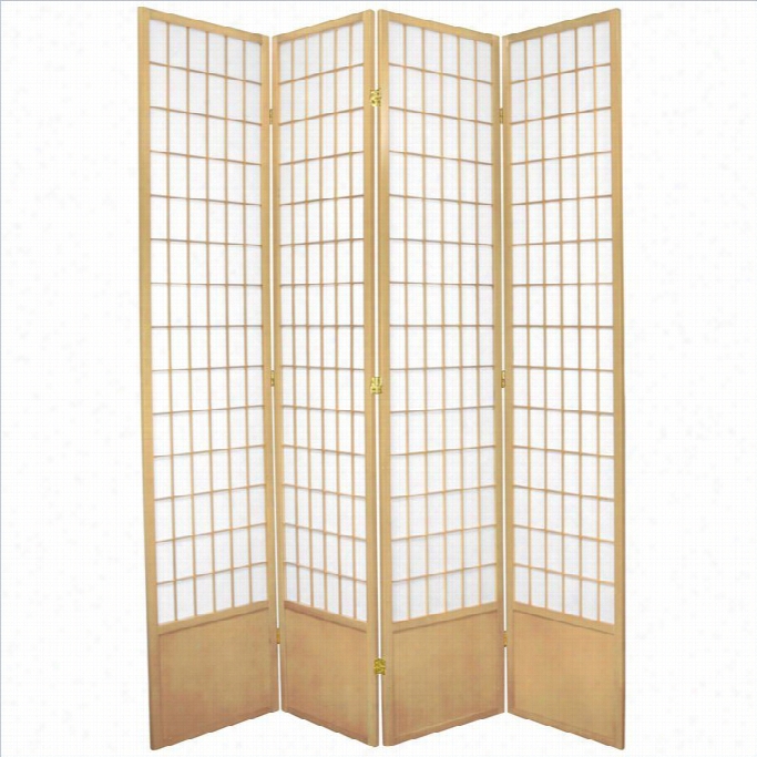 Oriental Furniture 7 ' Window Pane Shojji Screen In  Natral