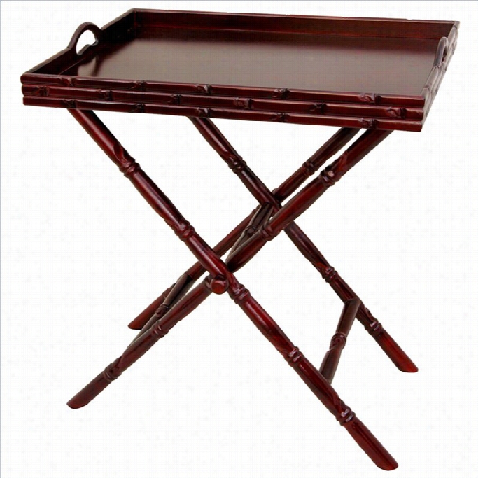 Oriental Furniture Tea Tray With Trestle Stand In Rosse Wood