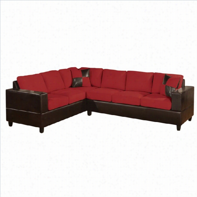 P Oundex Obkbona Trenton 2-piece Sectio Nal With Accent Pillows In Red