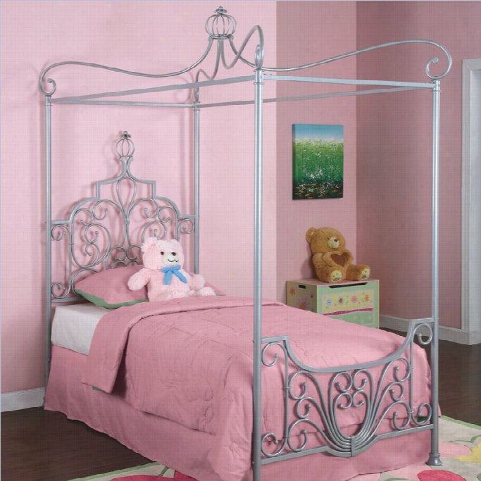 Powell Furniture  Princess Rebecca Sparkle Silver Twin Meetal Canopy Frame