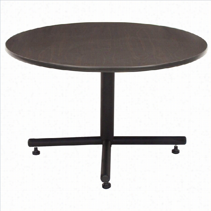 Regency Round Lunchroom Table With Metal Kobe X Base In Mocha Walnut -30