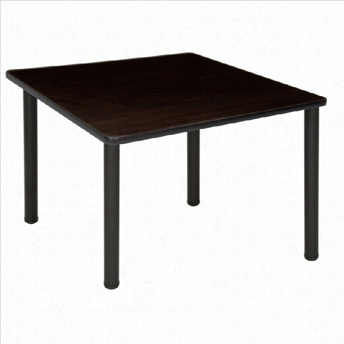 Regency Square Table With Black Post Leg In Mocha Walnut-30 Innch